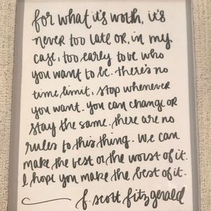 F. Scott Fitzgerald Inspirational Print with Frame